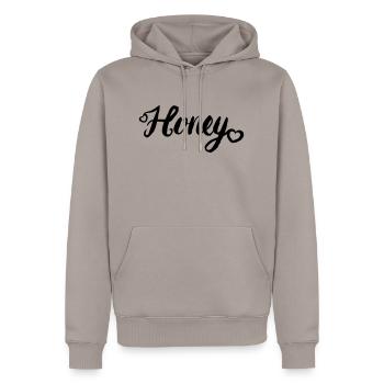 Honey - Männer Premium Bio Hoodie - Taupe - Vorne - Nico (187cm)