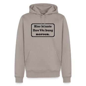 Werbung - Männer Premium Bio Hoodie - Taupe - Vorne - Nico (187cm)