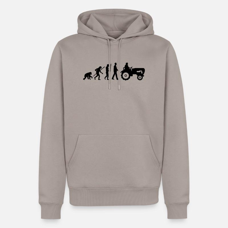 evolution_bauer_mit_traktor_032013_a_1c - Men’s Premium Organic Hoodie - taupe