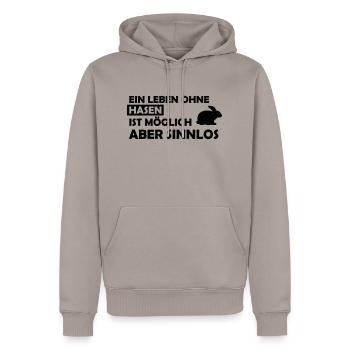 ein leben ohne hasen - Männer Premium Bio Hoodie - Taupe - Vorne - Nico (187cm)