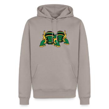 2 freunde team paar kiffer kiffen hanf w - Männer Premium Bio Hoodie - Taupe - Vorne - Nico (187cm)