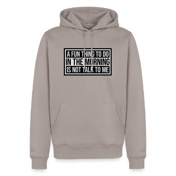 ne me parle pas - Sweat à capuche Premium bio Homme - taupe - Devant - Nico (187cm)