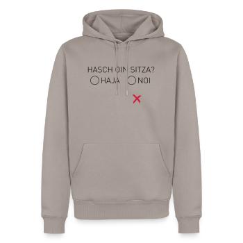Hasch oin? - Männer Premium Bio Hoodie - Taupe - Vorne - Nico (187cm)