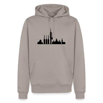 Hanovre - Sweat à capuche Premium bio Homme - taupe - Devant - Nico (187cm)