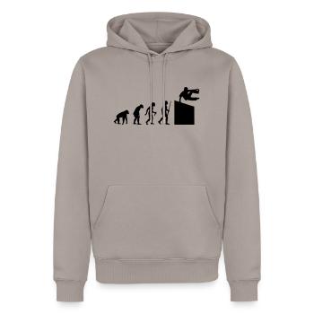 Evolution Parkour - Männer Premium Bio Hoodie - Taupe - Vorne - Nico (187cm)