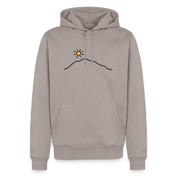Berge und Sonne - V2 - Männer Premium Bio Hoodie - Taupe - Vorne - Nico (187cm)
