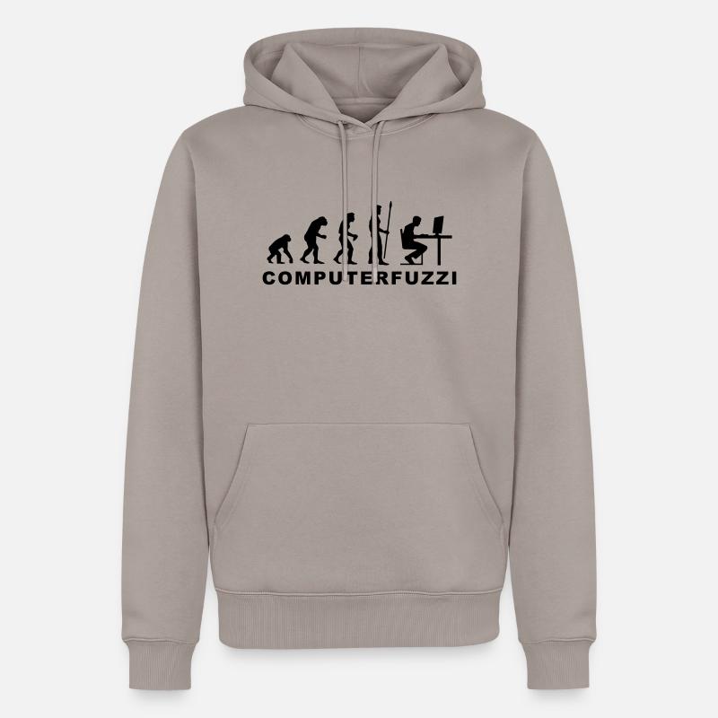 evolution_computerfuzzi - Männer Premium Bio Hoodie - Taupe