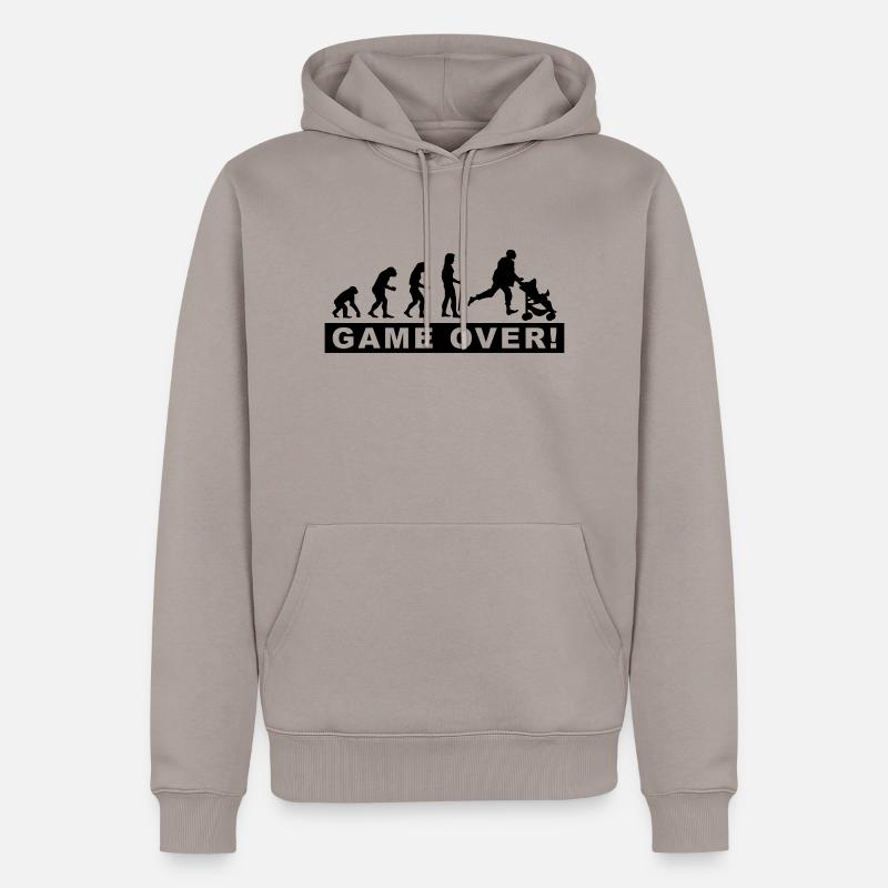 evolution_papa2 - Sweat à capuche Premium bio Homme - taupe