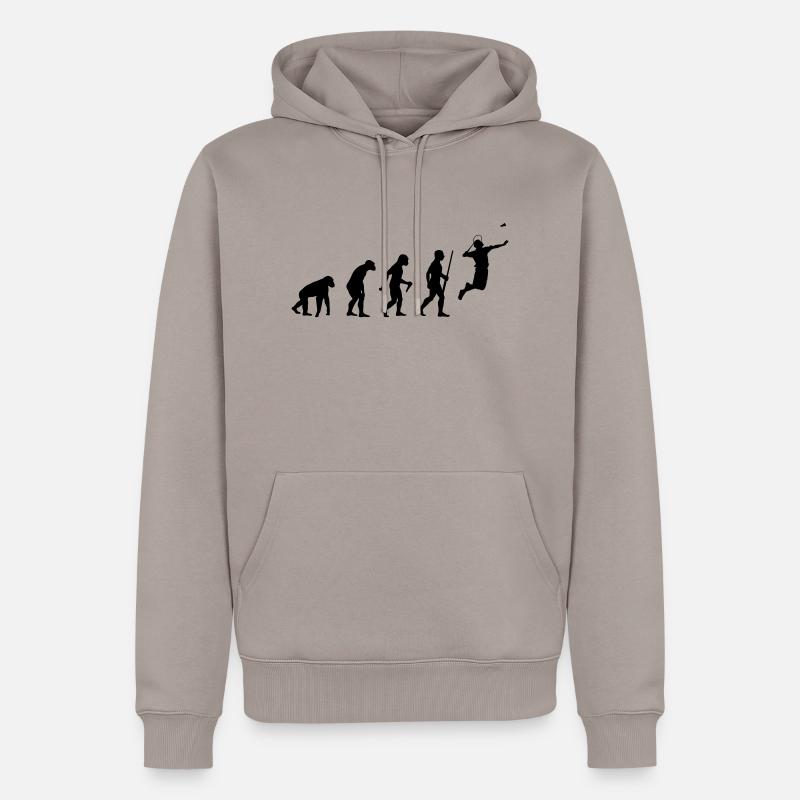 L'évolution du badminton - Sweat à capuche Premium bio Homme - taupe