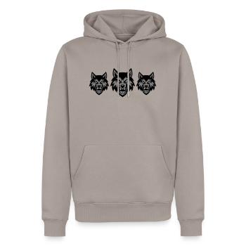 Wolf Kopf Gruppe Rudel - Männer Premium Bio Hoodie - Taupe - Vorne - Nico (187cm)