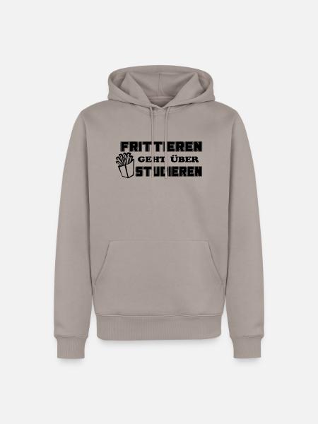 frittieren geht über studieren - Männer Premium Bio Hoodie - Taupe