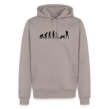 Evolution Ehe - Männer Premium Bio Hoodie - Taupe - Vorne - Nico (187cm)