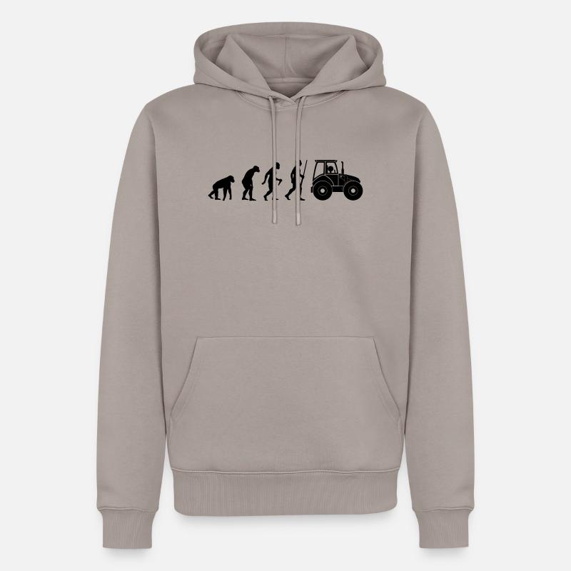 Traktor Evolution Farmer - Männer Premium Bio Hoodie - Taupe