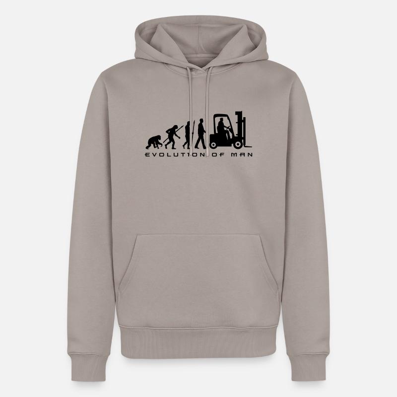 evolution_gabelstapler_122013_a_1c - Männer Premium Bio Hoodie - Taupe