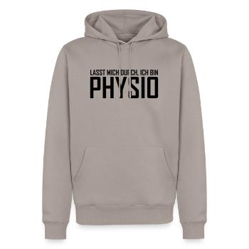 physio - Männer Premium Bio Hoodie - Taupe - Vorne - Nico (187cm)