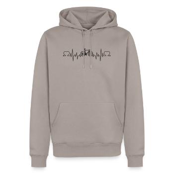 HERZSCHLAG Fahrrad - Männer Premium Bio Hoodie - Taupe - Vorne - Nico (187cm)