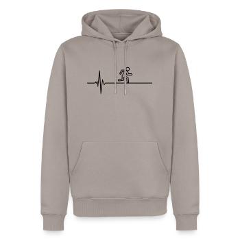marathon - Herre Premium økologisk hoodie - gråbrun - Foran - Nico (187cm)