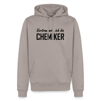 Chemiker - Männer Premium Bio Hoodie - Taupe - Vorne - Nico (187cm)