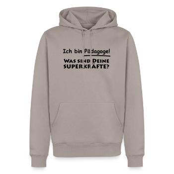 ich bin pädagoge - Männer Premium Bio Hoodie - Taupe - Vorne - Nico (187cm)