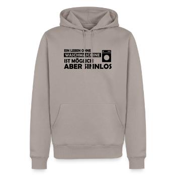 ein leben ohne waschmaschine - Männer Premium Bio Hoodie - Taupe - Vorne - Nico (187cm)