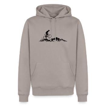 Sport - Radfahrer Berge - Männer Premium Bio Hoodie - Taupe - Vorne - Nico (187cm)