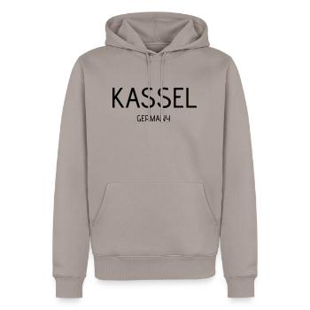 Kassel - Männer Premium Bio Hoodie - Taupe - Vorne - Nico (187cm)