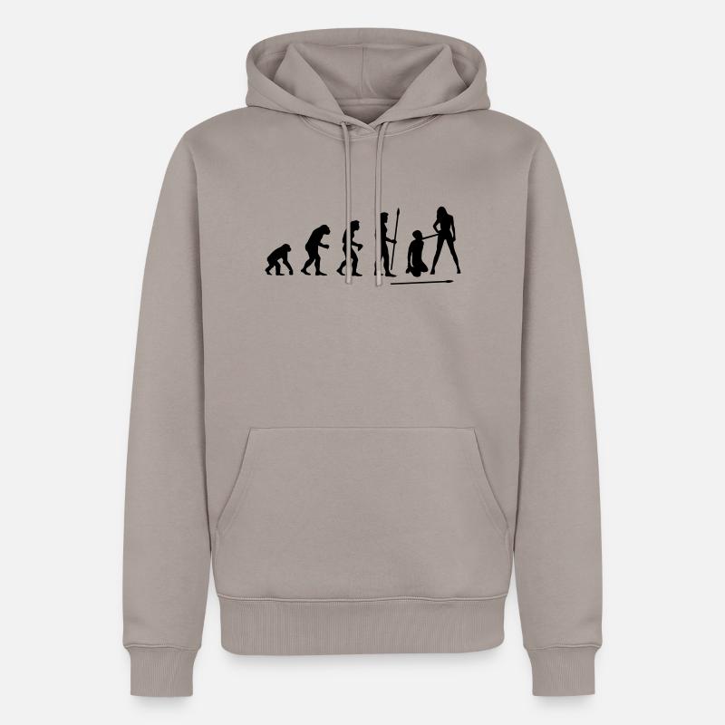 evolution_wedding1 - Männer Premium Bio Hoodie - Taupe