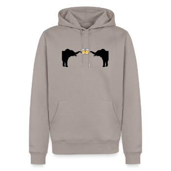2 Elefanten Bier Anstoßen - Männer Premium Bio Hoodie - Taupe - Vorne - Nico (187cm)