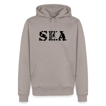 Ska - Männer Premium Bio Hoodie - Taupe - Vorne - Nico (187cm)