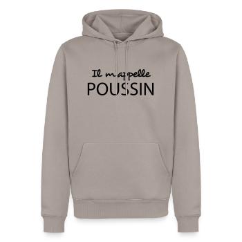 Il m'appelle poussin - Sweat à capuche Premium bio Homme - taupe - Devant - Nico (187cm)