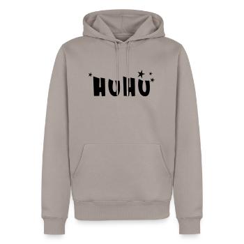 huhu - Männer Premium Bio Hoodie - Taupe - Vorne - Nico (187cm)