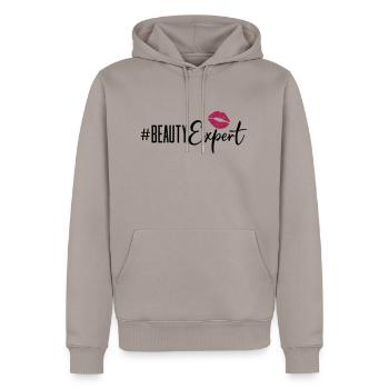 beauty expert lips - Männer Premium Bio Hoodie - Taupe - Vorne - Nico (187cm)
