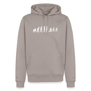 Triathlon Natation Bike Run - Sweat à capuche Premium bio Homme - taupe - Devant - Nico (187cm)