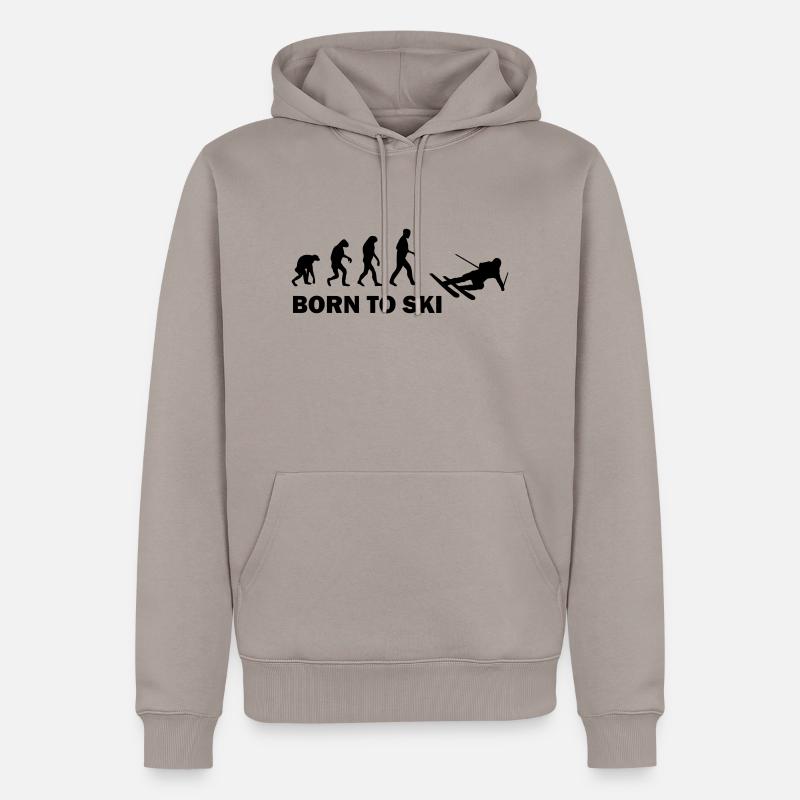 born to ski - Sweat à capuche Premium bio Homme - taupe