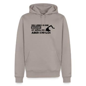 ein leben ohne bagger - Männer Premium Bio Hoodie - Taupe - Vorne - Nico (187cm)