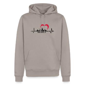 Skyline - Frankfurt Herz - Männer Premium Bio Hoodie - Taupe - Vorne - Nico (187cm)