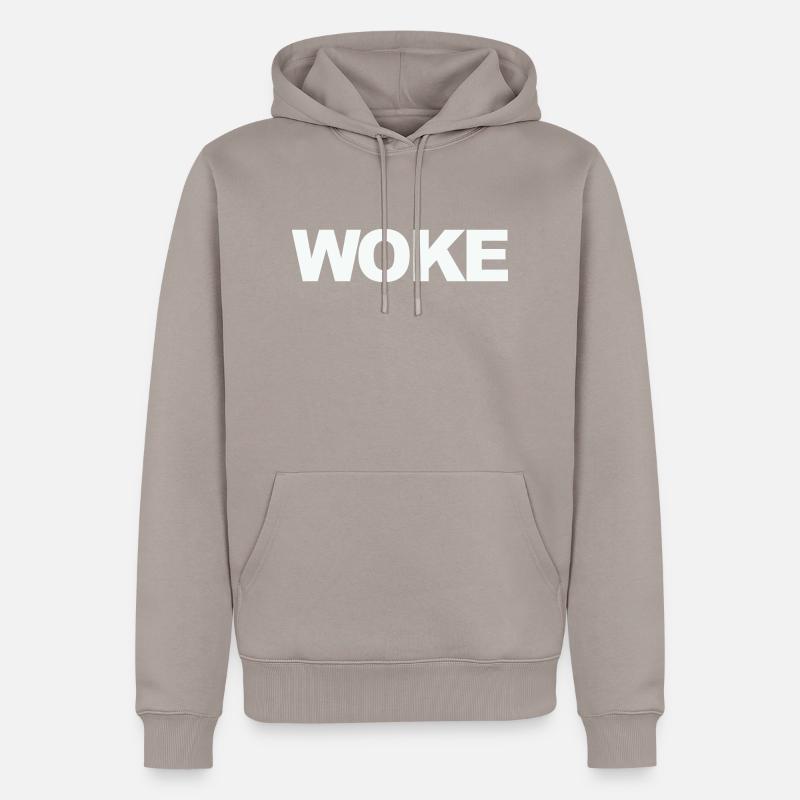 Autodérision : WOKE - Sweat à capuche Premium bio Homme - taupe