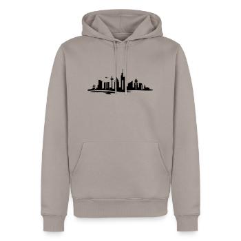Skyline - Frankfurt am Main - Männer Premium Bio Hoodie - Taupe - Vorne - Nico (187cm)