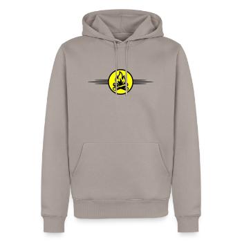 Feuer Lagerfeuer Symbol - Männer Premium Bio Hoodie - Taupe - Vorne - Nico (187cm)
