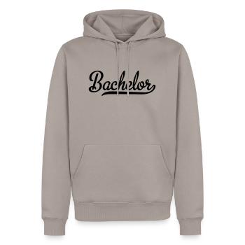 Bachelor - Männer Premium Bio Hoodie - Taupe - Vorne - Nico (187cm)