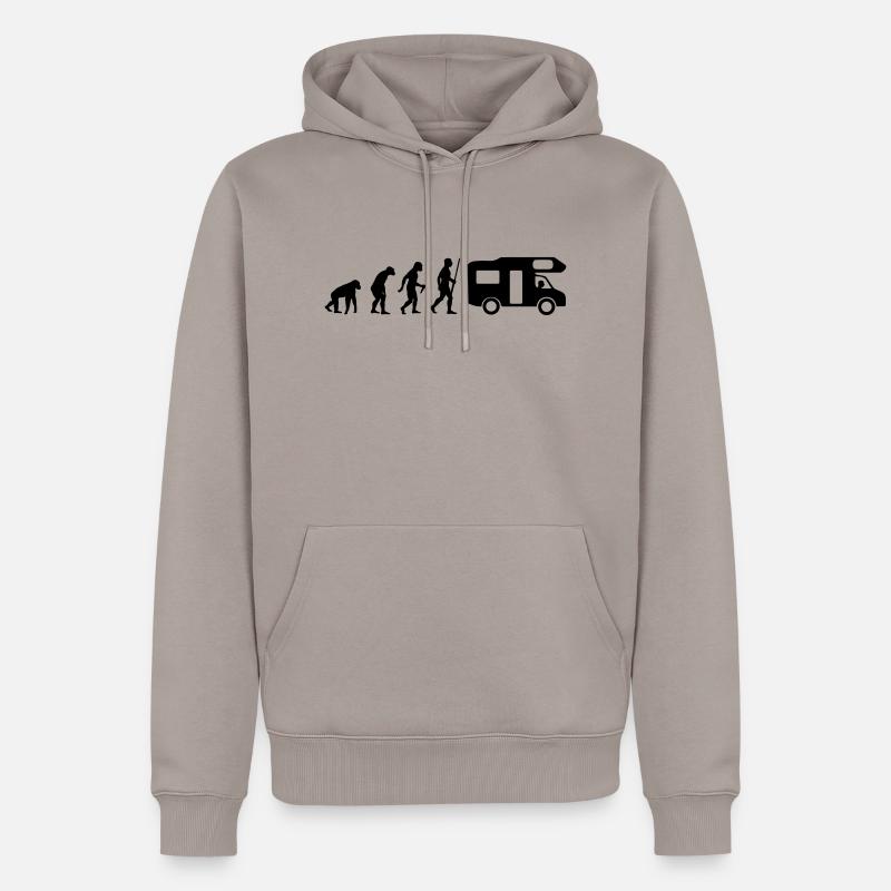 Camping evolution - Männer Premium Bio Hoodie - Taupe