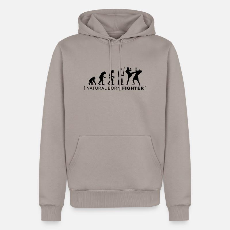 evolution_martialarts - Sweat à capuche Premium bio Homme - taupe