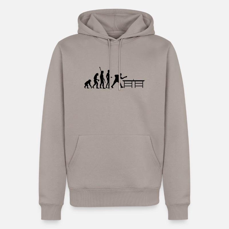 evolution_table_tennis_a - Männer Premium Bio Hoodie - Taupe