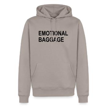 2541614 123402281 emotional baggage - Männer Premium Bio Hoodie - Taupe - Vorne - Nico (187cm)