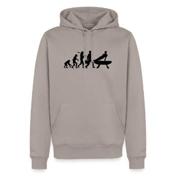 evolution gymnastik silhouette mann auf pauschenpf - Männer Premium Bio Hoodie - Taupe - Vorne - Nico (187cm)