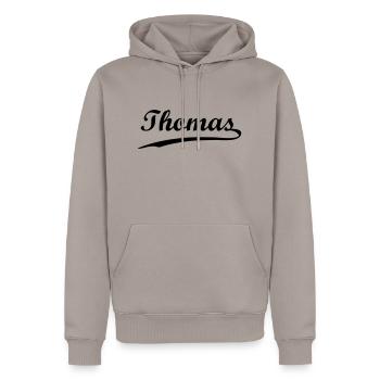 thomas - Sweat à capuche Premium bio Homme - taupe - Devant - Nico (187cm)