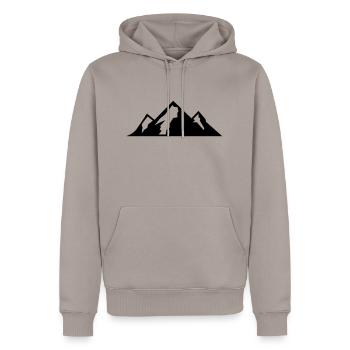 Mountain Icon - Sweat à capuche Premium bio Homme - taupe - Devant - Nico (187cm)
