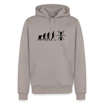 ameise evolution - Männer Premium Bio Hoodie - Taupe - Vorne - Nico (187cm)