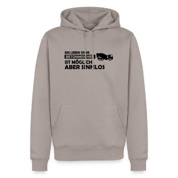 ein leben ohne betonmischer - Männer Premium Bio Hoodie - Taupe - Vorne - Nico (187cm)