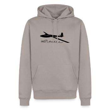 Standard Libelle ohne Winglets - Men’s Premium Organic Hoodie - taupe - Front - Nico (187cm)
